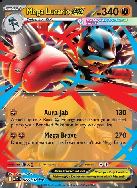 Mega Lucario ex 077/132 — reference scan
